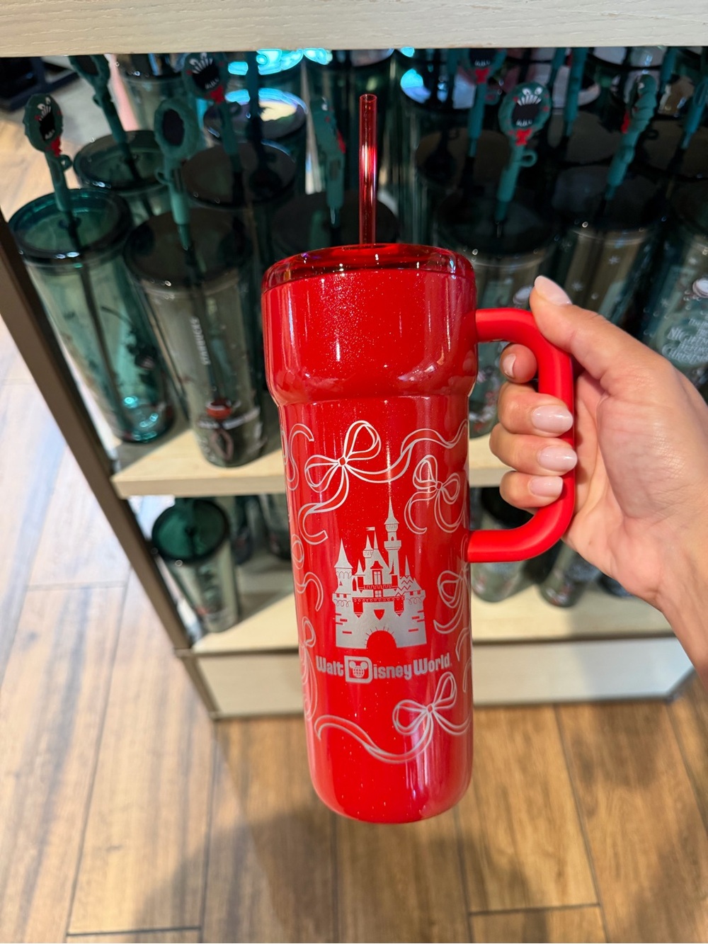 Walt Disney World 2026 Starbucks Red Ribbon Metal Tumbler 24oz NWT
